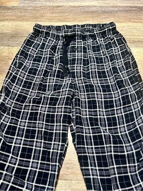 George Black Plaid Lounge Pants Y2K Grunge Pajama Pants M 32-34